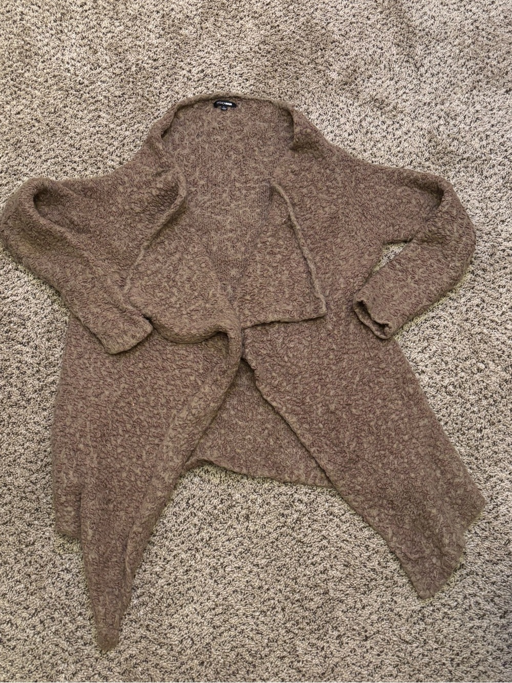 Fashion Nova Open-Front Brown Cozy Cardigan